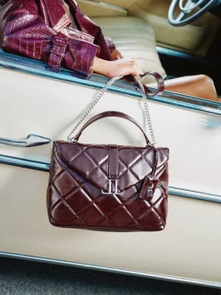 Lipsy Quilted Chain Shoulder Bag Burgundy Red Best