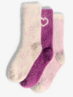 Lipsy Burgundy/Pink Super Soft Cosy Socks 3 Pack Clearance
