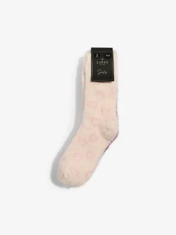 Lipsy Burgundy/Pink Super Soft Cosy Socks 3 Pack Clearance