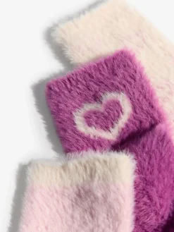 Lipsy Burgundy/Pink Super Soft Cosy Socks 3 Pack Clearance