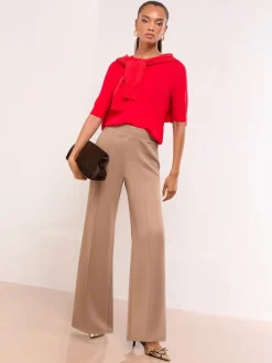 Lipsy Camel High Waist Wide Leg Trousers Discount