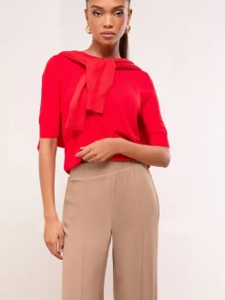 Lipsy Camel High Waist Wide Leg Trousers Discount
