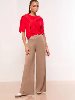 Lipsy Camel High Waist Wide Leg Trousers Discount