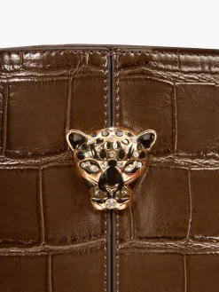 Lipsy Croc Effect Shopper Tote Bag Chocolate Brown Outlet