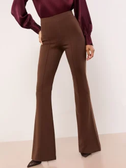 Lipsy High Waisted Contour Bootleg Flared Trousers Chocolate Brown