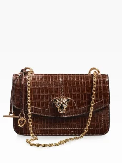 Lipsy Medium Chain Shoulder Bag Chocolate Brown New
