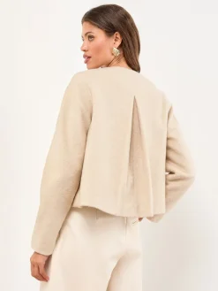 Lipsy Cream Brushed Textured Short Swing Back Jacket Hot