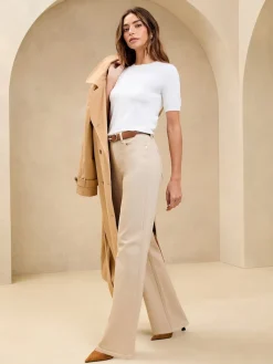 Lipsy Ecru Mid Rise Wide Leg Jeans Clearance