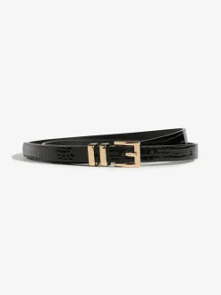Lipsy Gold, Leopard & Black Skinny Belts 3 Pack Gold, Leopard & Black Sale