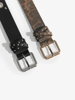 Lipsy Belts 2 Pack Leopard Print and Studded Outlet
