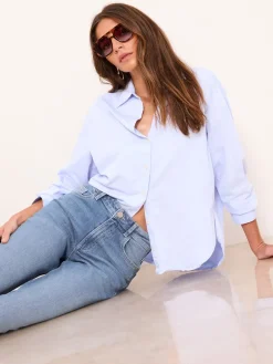 Lipsy Petite Wide Leg Jeans Mid Wash Blue Outlet