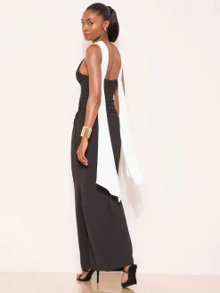 Lipsy Monochrome High Neck Scarf Drape Maxi Dress Discount