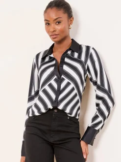 Lipsy Shirt Monochrome Stripe Hot
