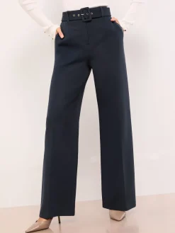 Lipsy Navy Blue Petite Belted Tailored Wide Leg Trousers Best