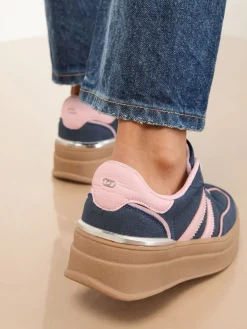 Lipsy Faux Suede Chunky Platform Sports Trainer Navy Discount