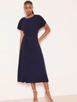 Lipsy Knot Side Midi Dress Navy
