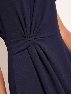 Lipsy Knot Side Midi Dress Navy