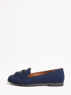 Lipsy Wide Fit Flat Slim Sole Tassel Loafers Navy Discount