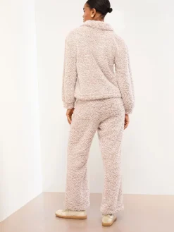 Lipsy Neutral Cosy Half Zip Pyjamas Set Best