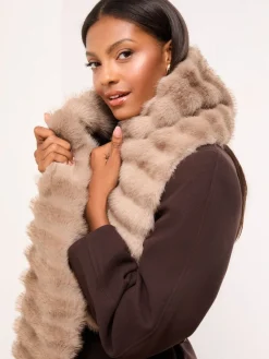 Lipsy Faux Fur Scarf Neutral Outlet