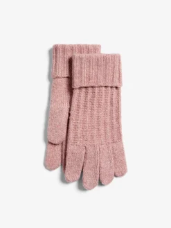 Lipsy Shimmer Ribbed Knitted Gloves Pink Hot