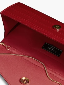 Lipsy Red Croc Effect Clutch Bag Discount