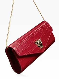 Lipsy Red Croc Effect Clutch Bag Discount