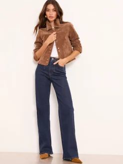 Lipsy Rinse Wash Tailored Seam Detail Wide Leg Jeans Discount