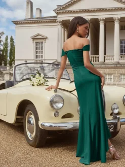 Lipsy Teal Blue Petite Bardot 3D Floral Trim Bridesmaid Dress Hot