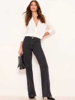 Lipsy Petite Wide Leg Jeans Washed Black Discount