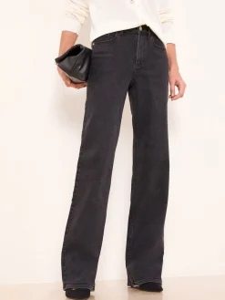 Lipsy Wide Leg Jeans Washed Black Hot
