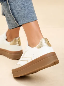 Lipsy Faux Suede Chunky Platform Sports Trainer White Sale