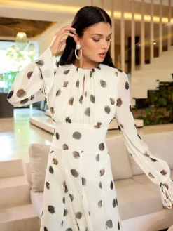 Lipsy Long Sleeve Underbust Fit And Flare Midi Dress White Online