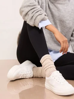 Lipsy Standard Fit Chunky Canvas Lace Up Sports Trainers White Online