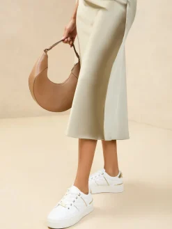 Lipsy White Standard Fit Flat Chunky Flatform Stripe Lace Up Trainers Discount