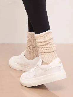 Lipsy White Wide Fit Chunky Canvas Lace Up Sports Trainers Hot