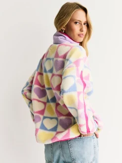 Little Bird by Jools Oliver Multi Heart Colourblock Borg Fleece Outlet