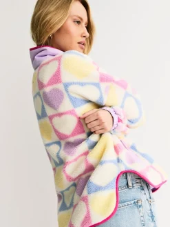 Little Bird by Jools Oliver Multi Heart Colourblock Borg Fleece Outlet