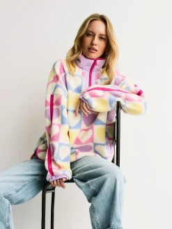 Little Bird by Jools Oliver Multi Heart Colourblock Borg Fleece Outlet