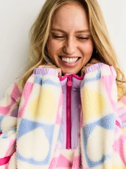 Little Bird by Jools Oliver Multi Heart Colourblock Borg Fleece Outlet