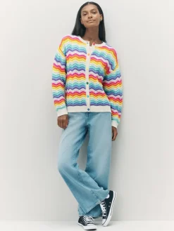 Little Bird by Jools Oliver Multi Pastel Wavy Stripe Knitted Cardigan New