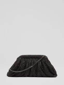 LK Bennett Black Crystal Clasp Frame Clutch Hot