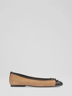 LK Bennett Natural Leather And Patent Kara Toe Cap Ballerinas Online