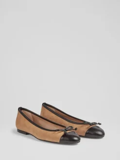 LK Bennett Natural Leather And Patent Kara Toe Cap Ballerinas Online