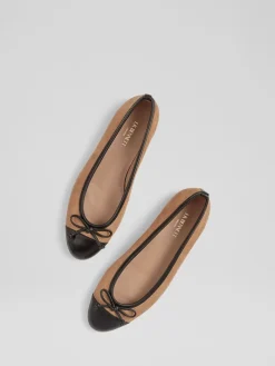 LK Bennett Natural Leather And Patent Kara Toe Cap Ballerinas Online