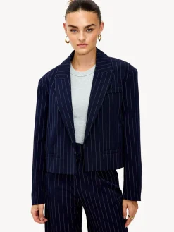 LOAVIES Blue Around The World With You Pinstripe Blazer