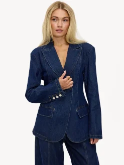 LOAVIES Blue Just Say You Love Me Denim Blazer Discount