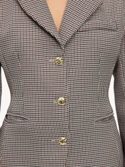 LOAVIES Grey Hug In A Stitch Houndstooth Tailored Blazer New