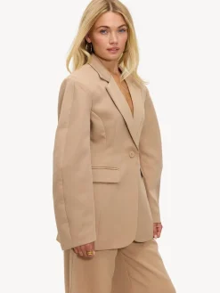 LOAVIES Statement Shoulder Talk To Me Brown Blazer Clearance