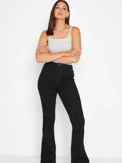 Long Tall Sally Black Denim Flared Jeans Outlet